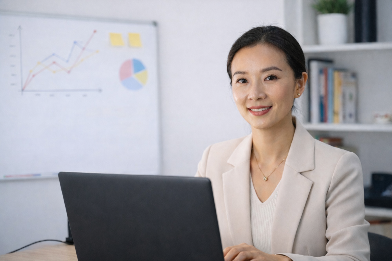 SBE in-house panel teacher at desk with laptop and whiteboard